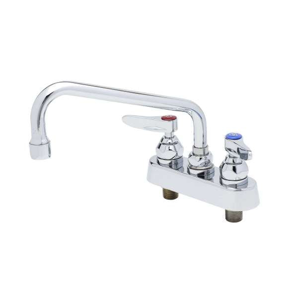 B-1111 T&S Workboard Faucet, Deck Mount, 4" Centers, 8" Swing Nozzle, Lever Handles