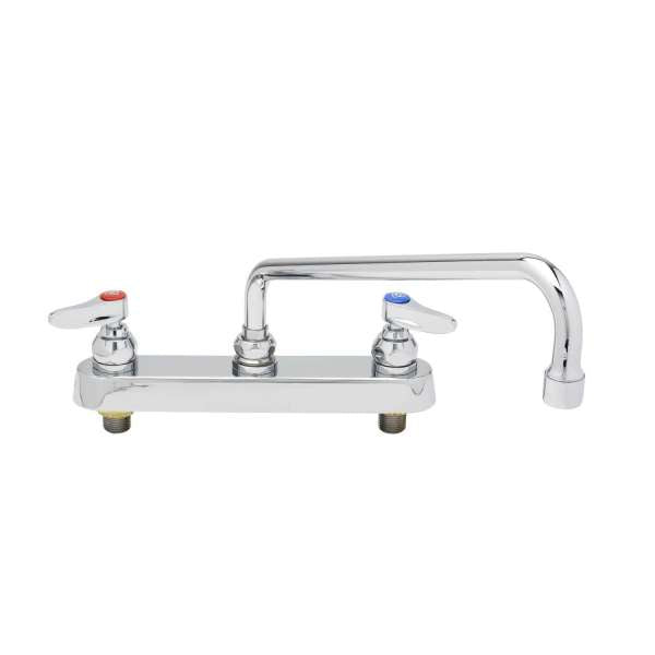 B-1123 T&S Workboard Faucet, Deck Mount, 8" Centers, 12" Swing Nozzle, Lever Handles