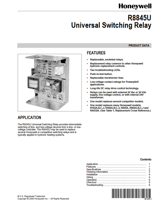 R8845U-1003 Universal Honeywell Relay