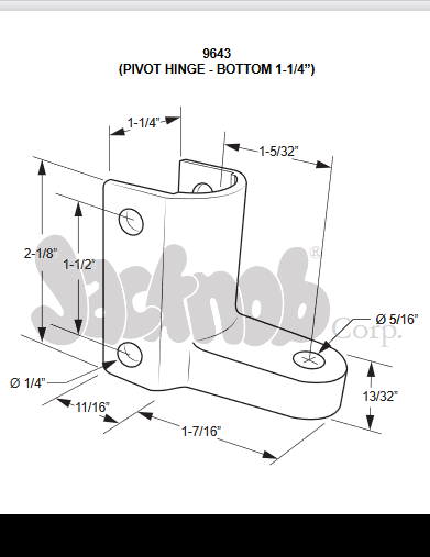 #9643 Hinge Bracket Bottom w/o Screws