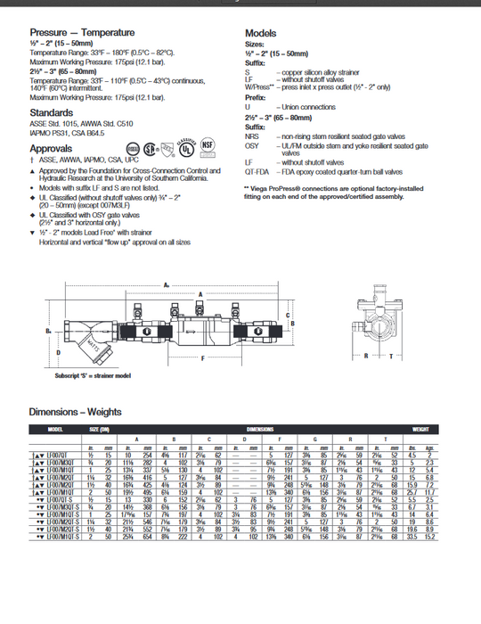 LF007-LF 1/2in Watts Backflow Preventer